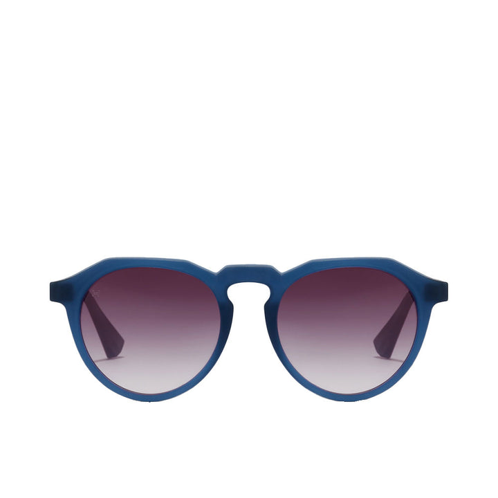 Unisex navy transparent round nylon sunglasses, 52 mm lenses, 20 mm bridge