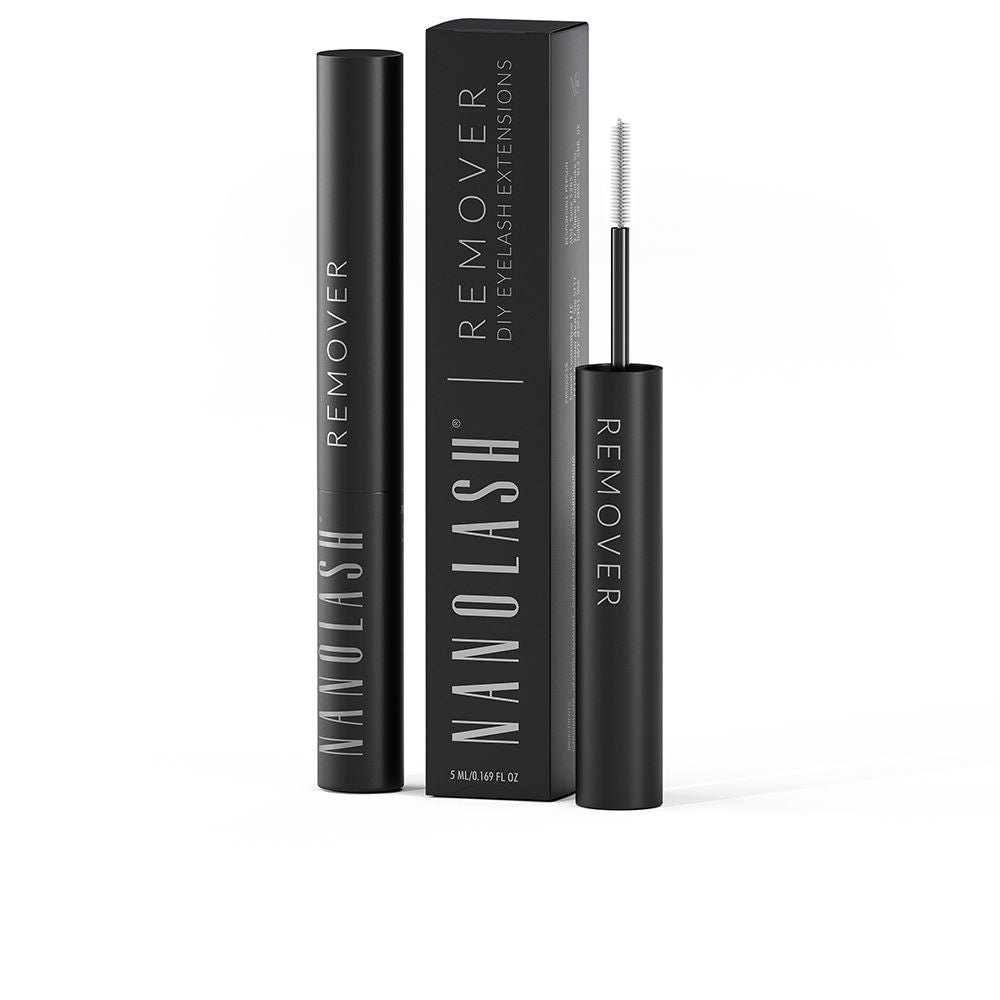 Nanolash Minimalist black cylindrical tube with brush applicator, matte finish and white text branding, boxed