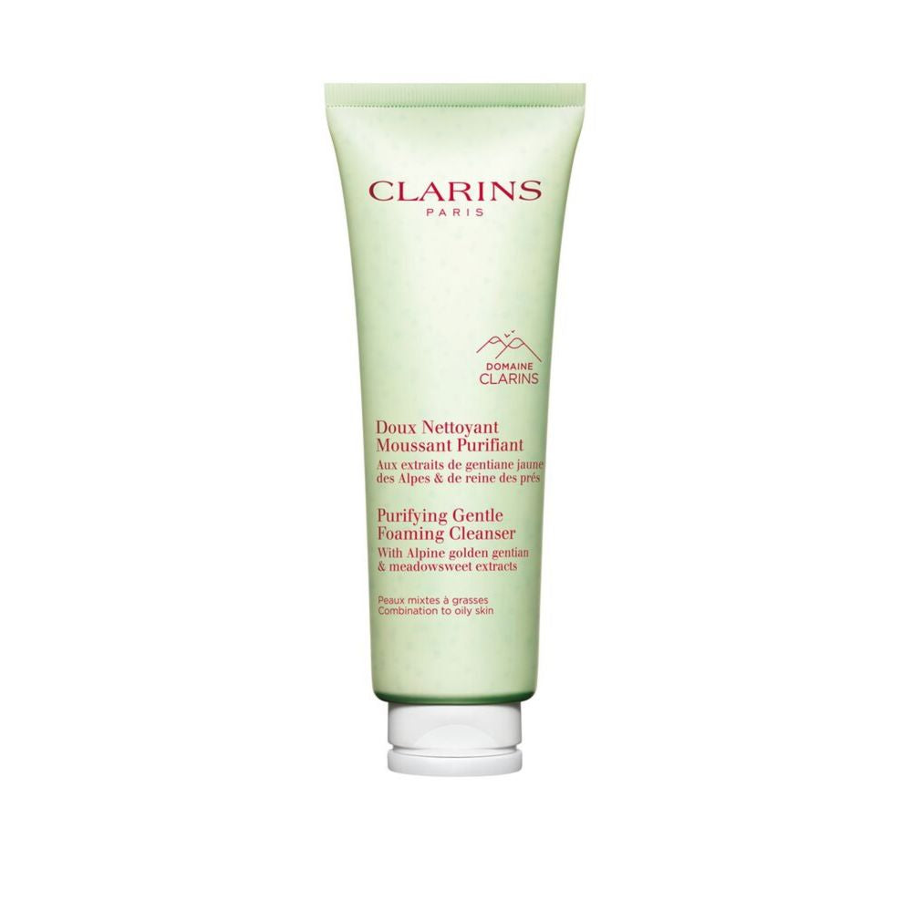 Clarins Light green plastic cleanser tube with flip-top cap, minimalist clean design
