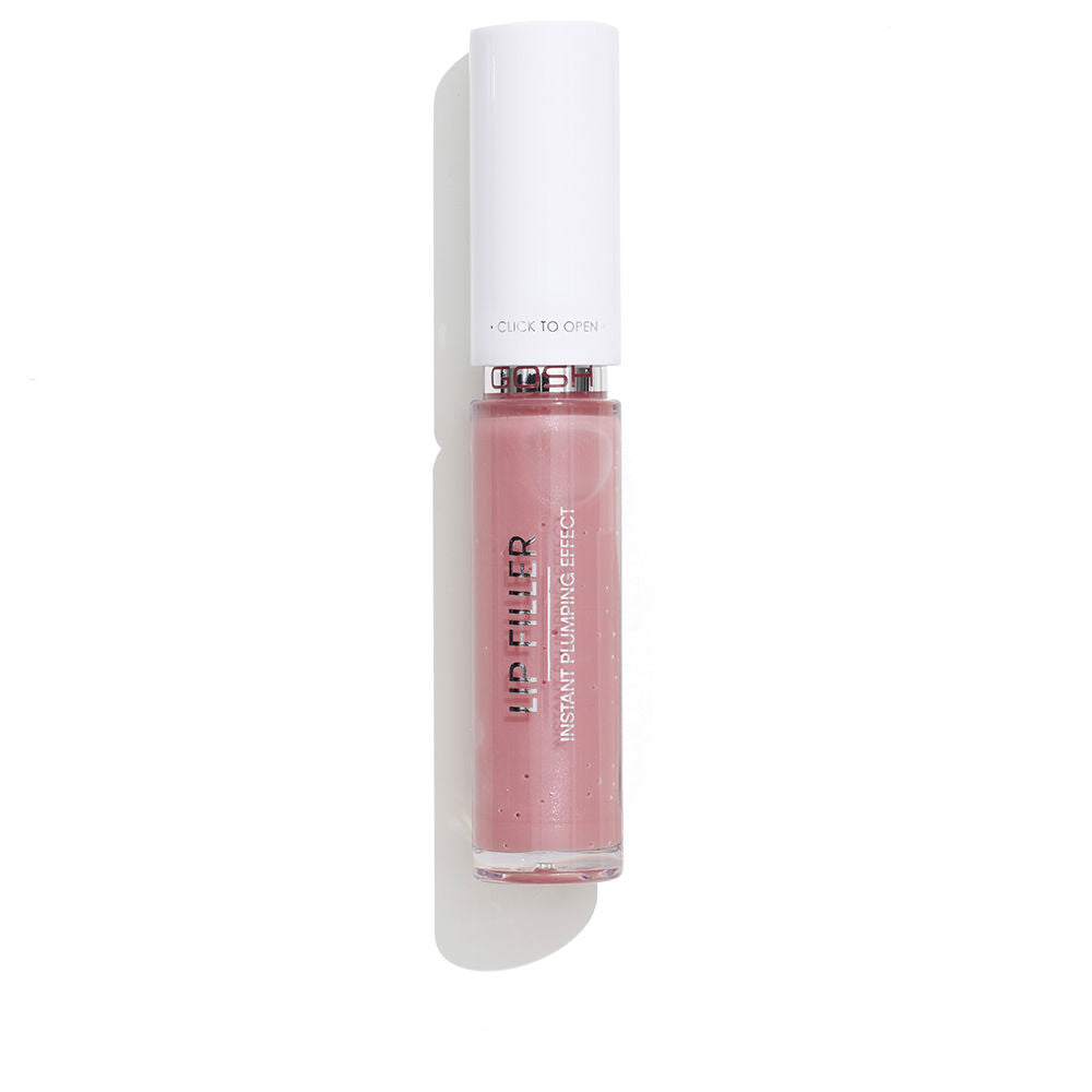 5 ml rosy hyaluronic plumping lip gloss in clear tube, sheer shine