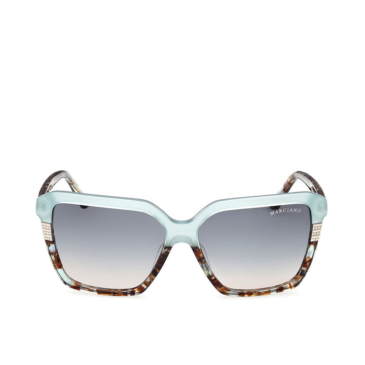 Blue havana square acetate sunglasses, 58 mm lenses, 140 mm temples