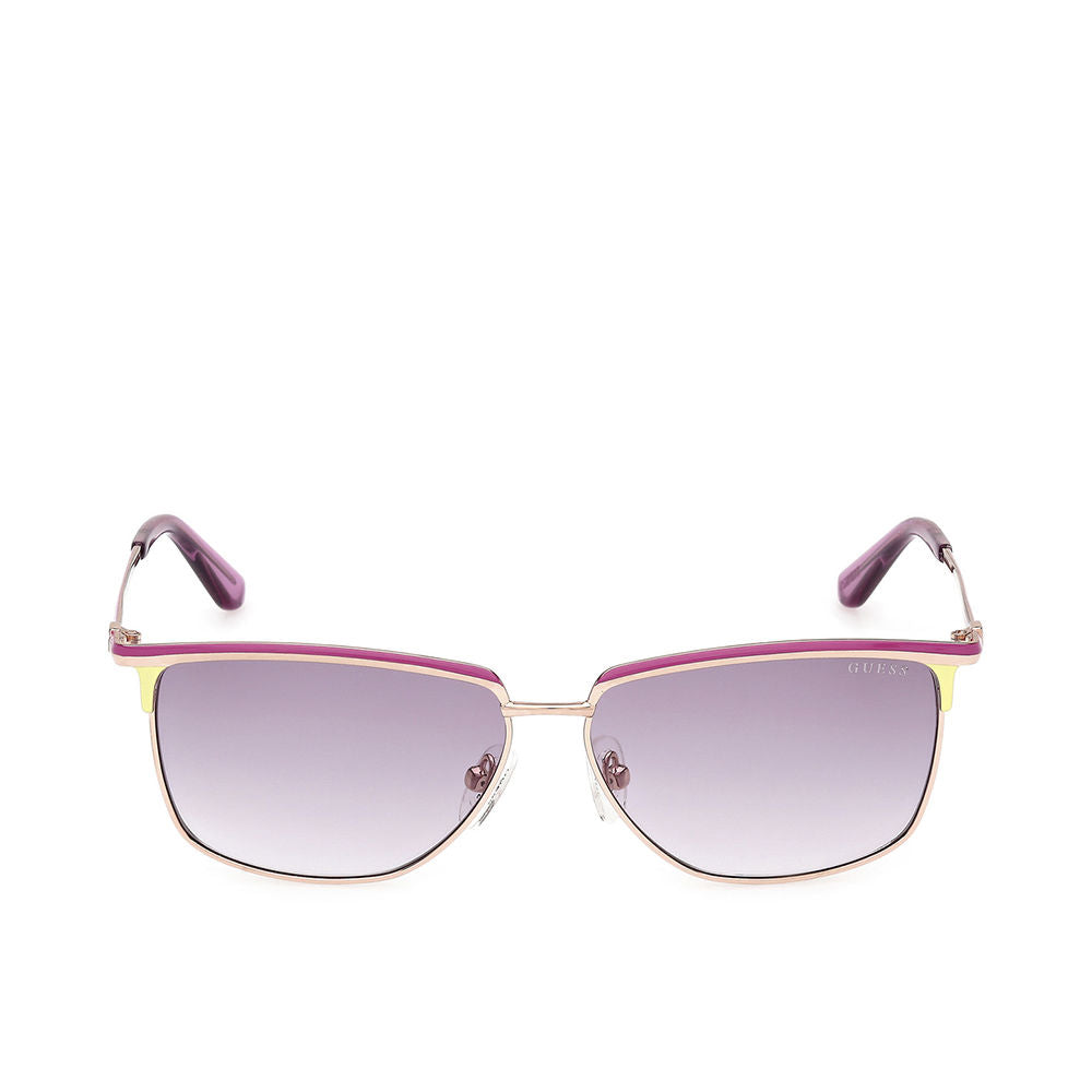 Soft pink rectangular metal sunglasses, 56 mm lenses, slim temples