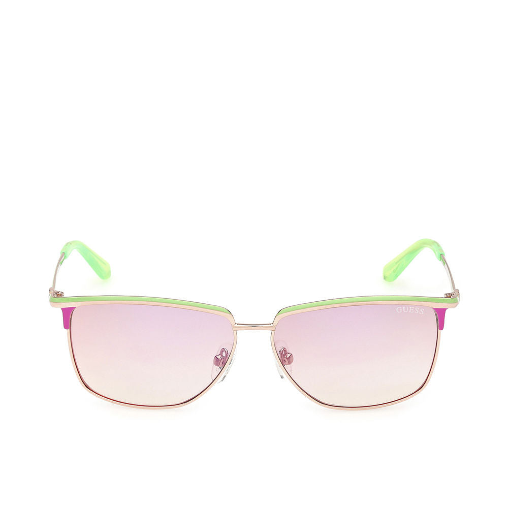 Rectangular metal sunglasses for Women, green lenses, 56 mm