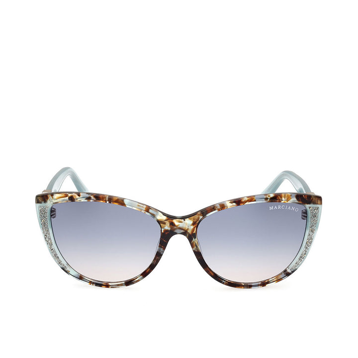 Blue‑tinted acetate cat‑eye sunglasses with 58 mm lenses and 140 mm temples