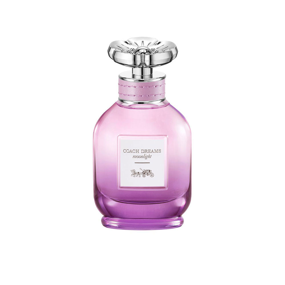 Purple-gradient apothecary glass bottle, silver Tea Rose cap, leather-ring base, 40 ml