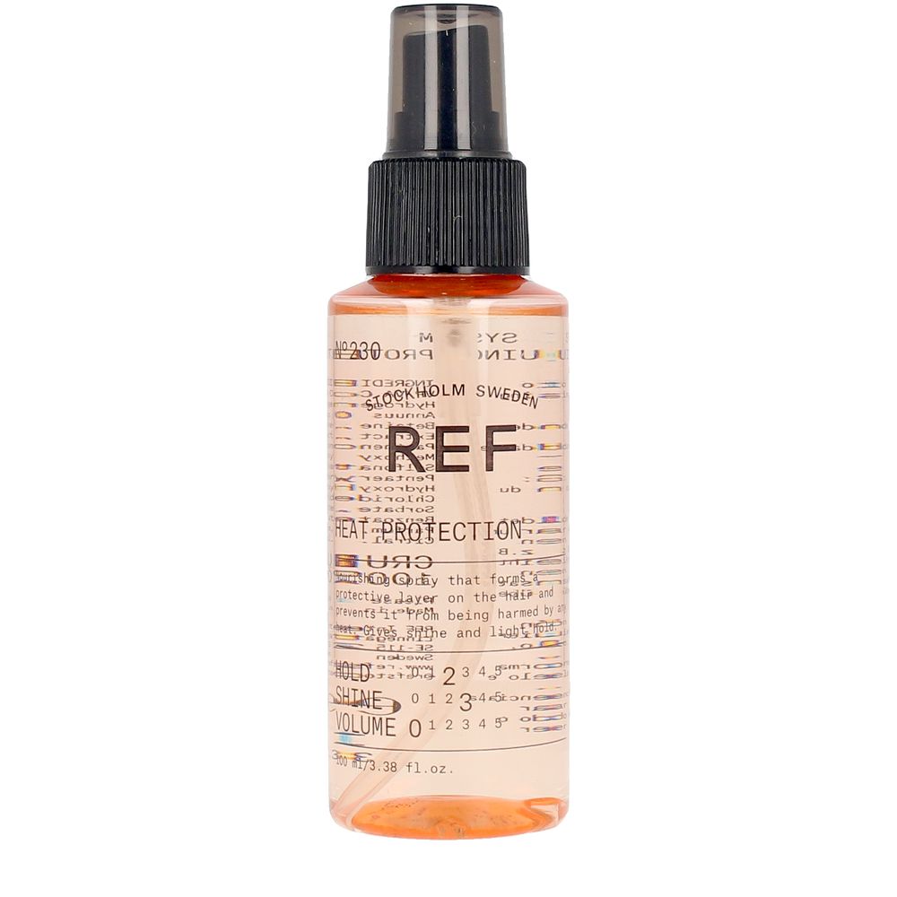 Slim 100 ml spray bottle of thermal protectant for hair, labelled for Women, vegan
