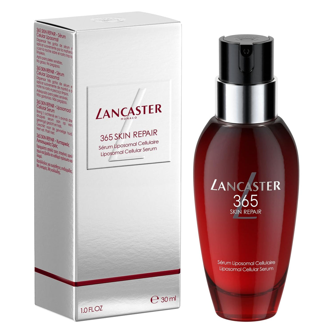 Lancaster liposomal gel-emulsion serum bottle with pump for luminous, restored skin