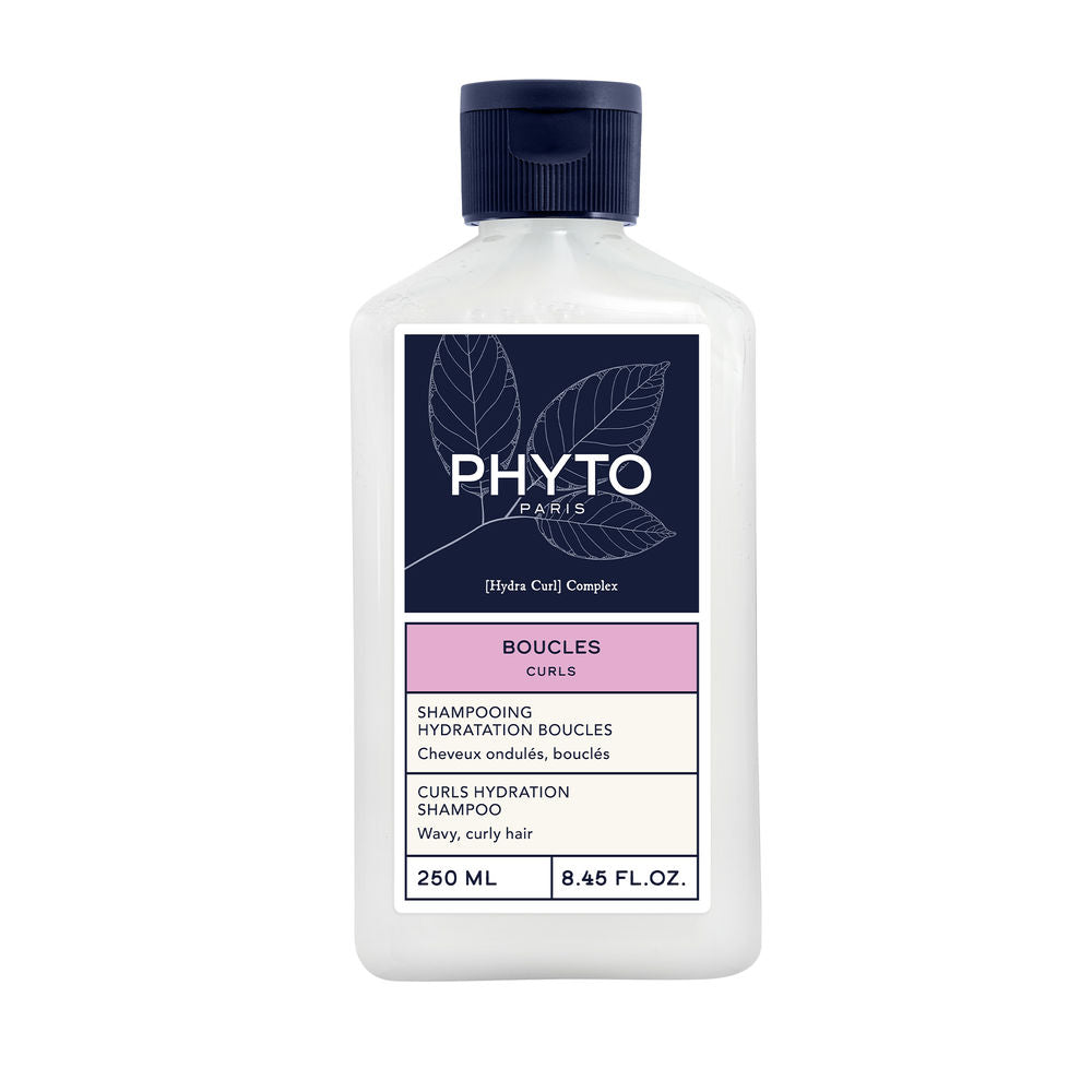 250 ml hydrating shampoo bottle for curls, white mallow and curl-complex details