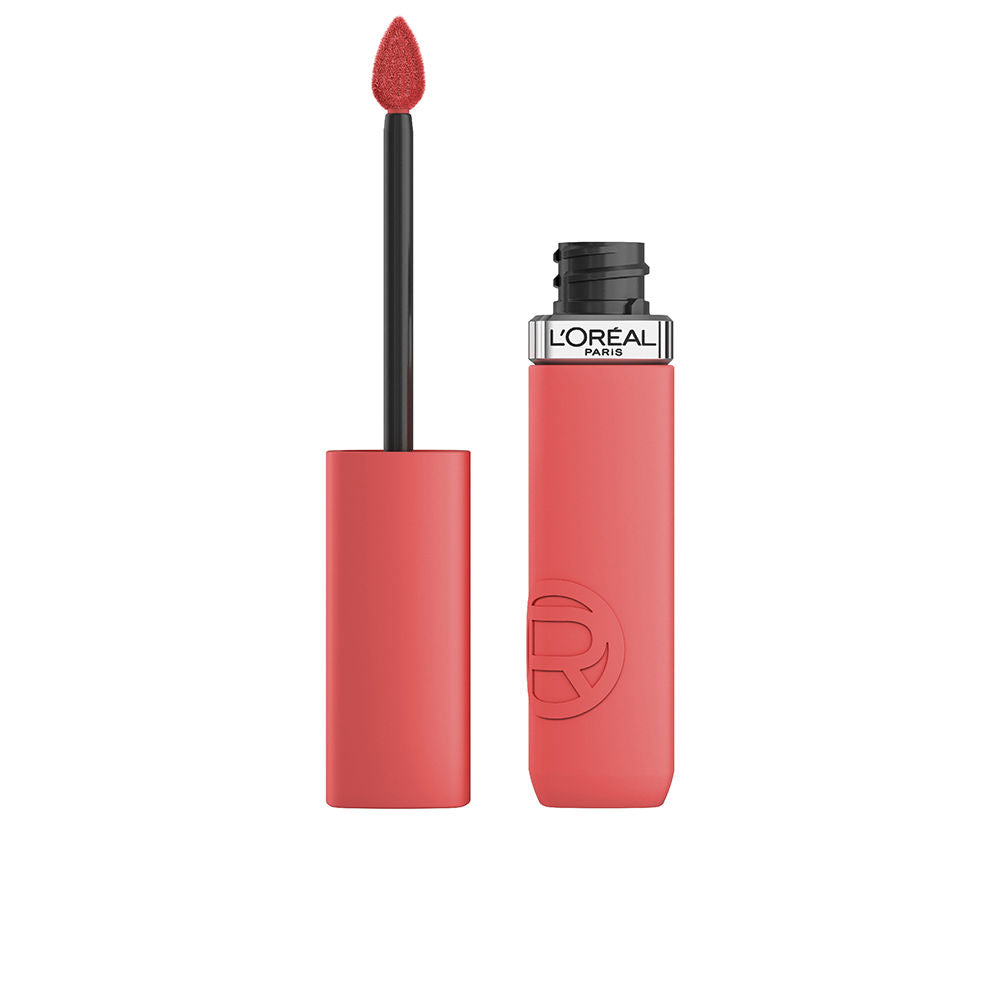 Pink liquid lipstick tube with doe‑foot applicator, matte finish, Unisex