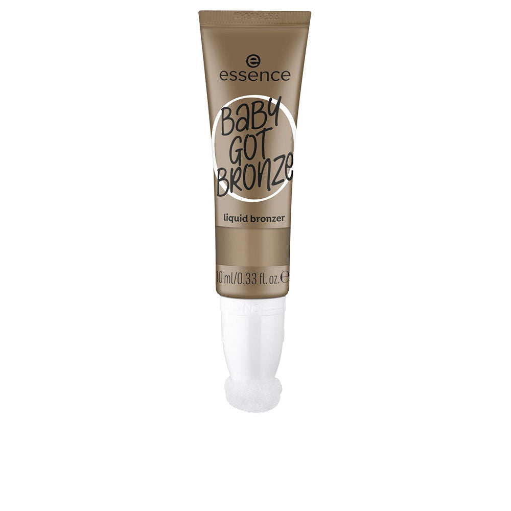 Essence Bronze liquid bronzer in white plastic tube with applicator sponge tip, modern minimalistic design