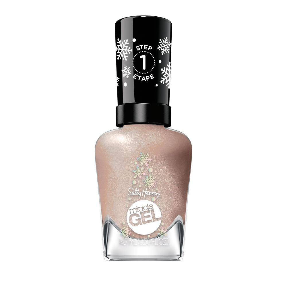 Small 9.17 ml bottle of shimmery beige gel-effect nail polish, unisex