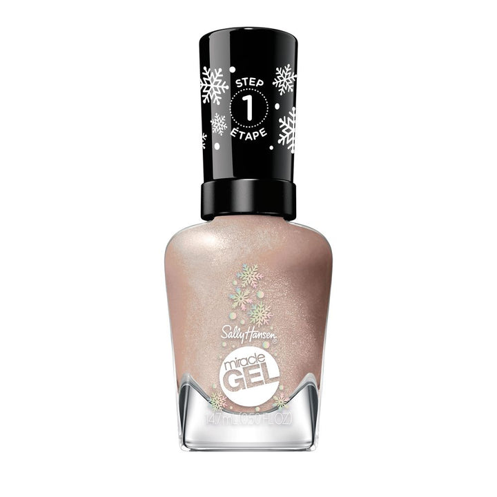 Small 9.17 ml bottle of shimmery beige gel-effect nail polish, unisex