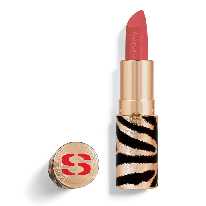 Matte gold refillable lipstick, rose shade, faceted bullet, 3.4 g, Unisex