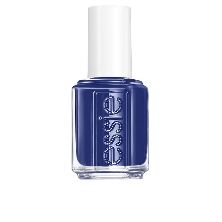 Bottle of creamy blue nail polish, 13.5 ml, flat brush shown