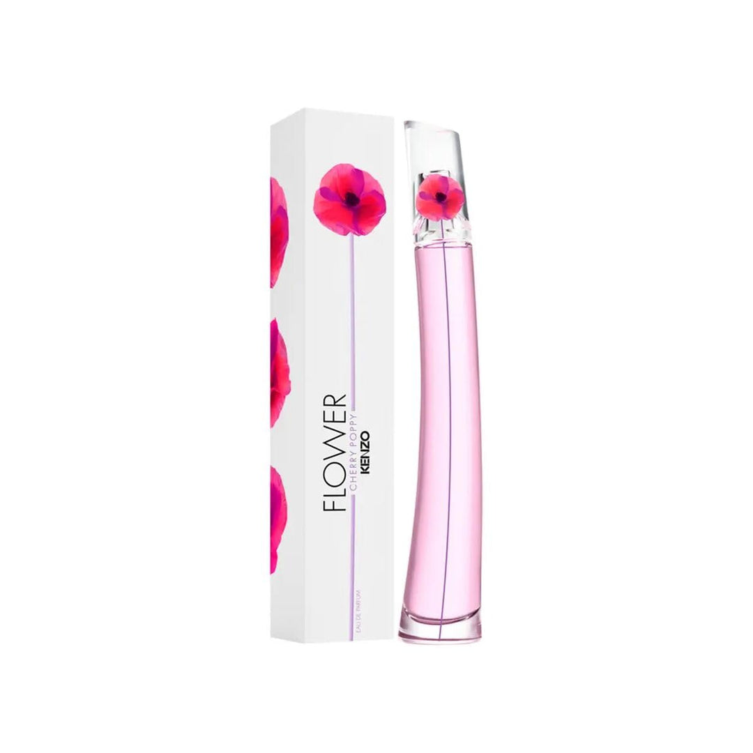 30 ml pink glass bottle with poppy motif, Cherry Poppy Eau de Parfum