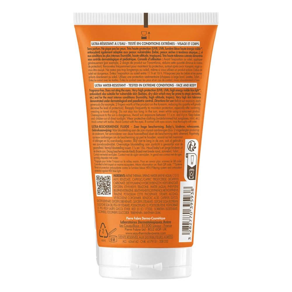 Tube of Avène Intense Protect SPF 50+ baby sunscreen, gentle high‑protection formula