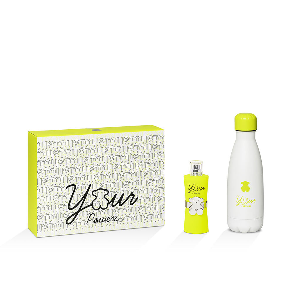 Lime‑green hourglass perfume bottle with chrome band and box, Unisex Eau de Toilette
