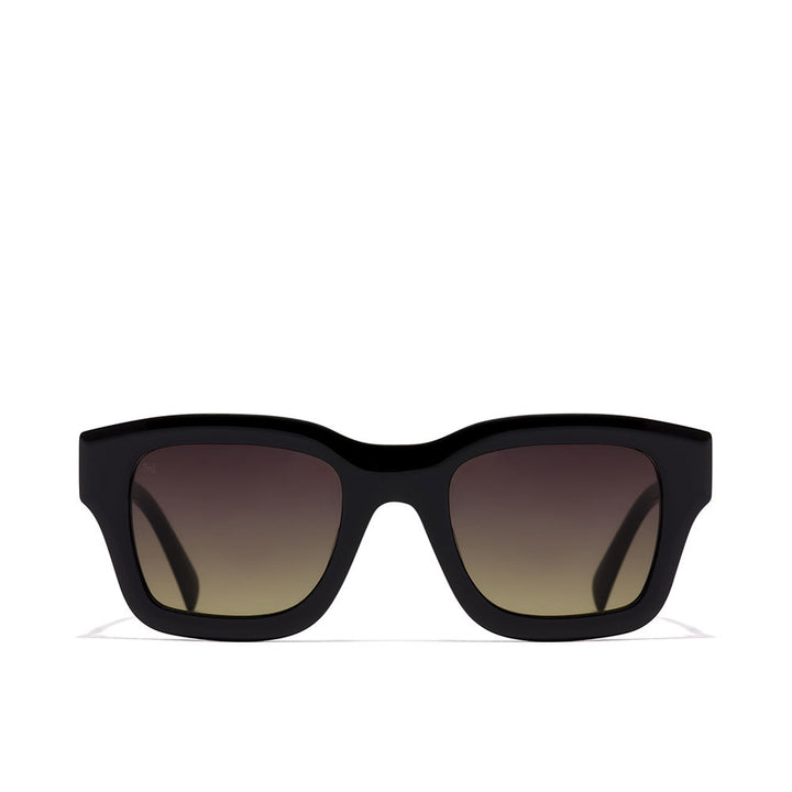 Unisex square black sunglasses with metal front and TR90 temples, polarised lenses