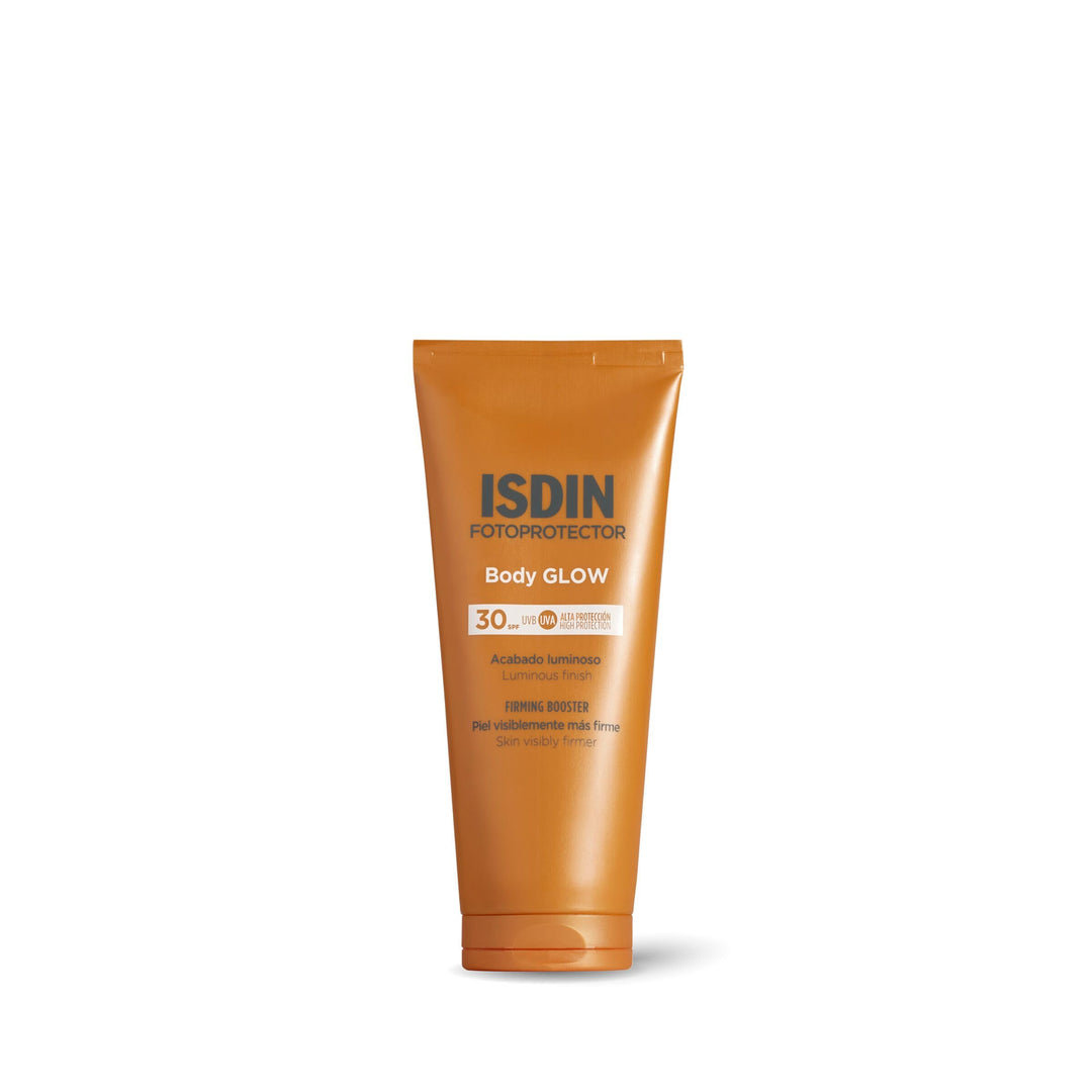 Isdin SPF 30 sunscreen lotion in white tube with minimalist label, lightweight lotion visible at nozzle