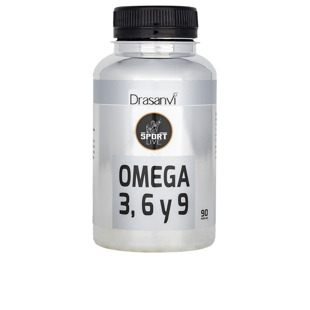 Drasanvi Silver plastic cylindrical supplement bottle with black screw cap, printed label and sport-figure logo