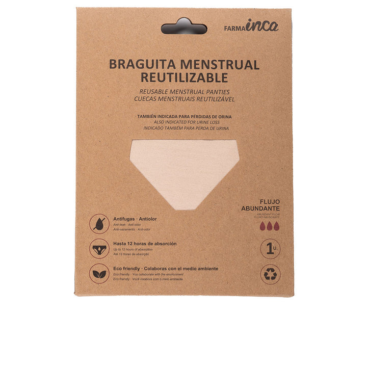 Nude lace-trim menstrual brief, low-rise, medium size, single unit