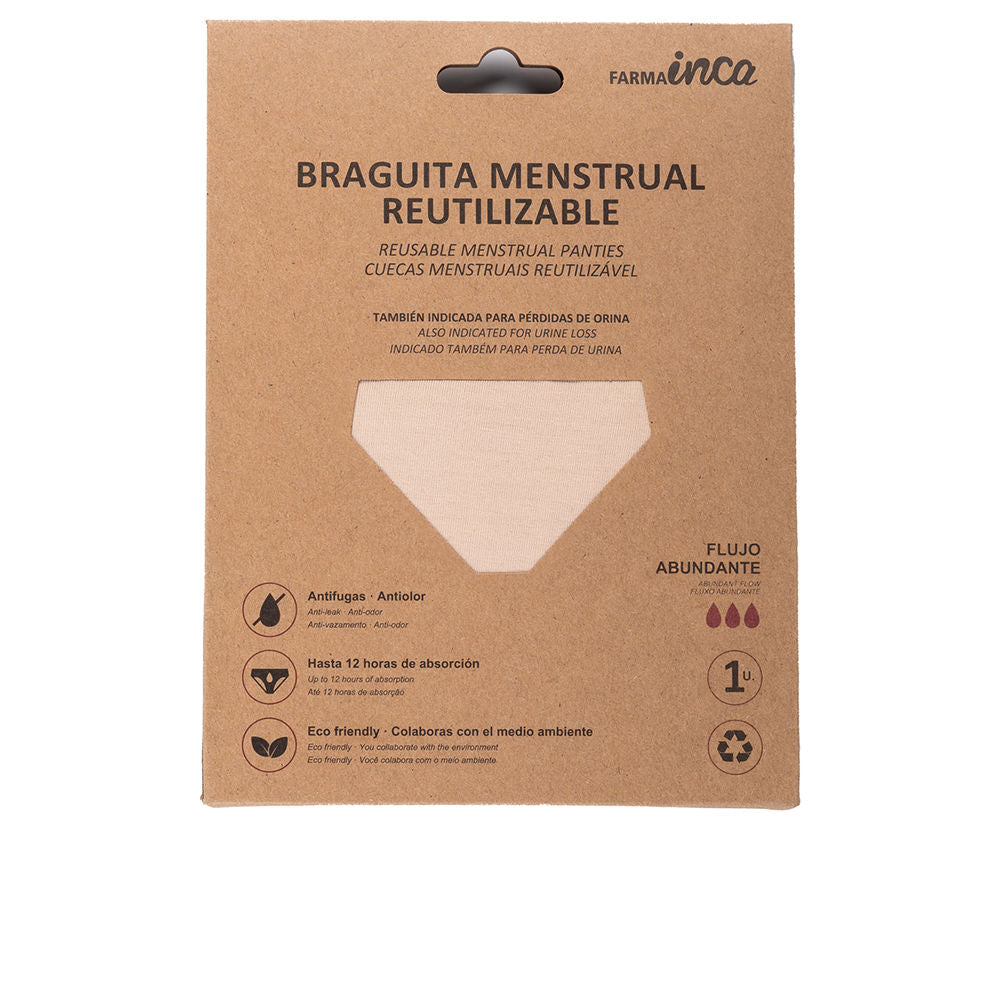 Nude lace period brief in size L, heavy‑flow reusable underwear