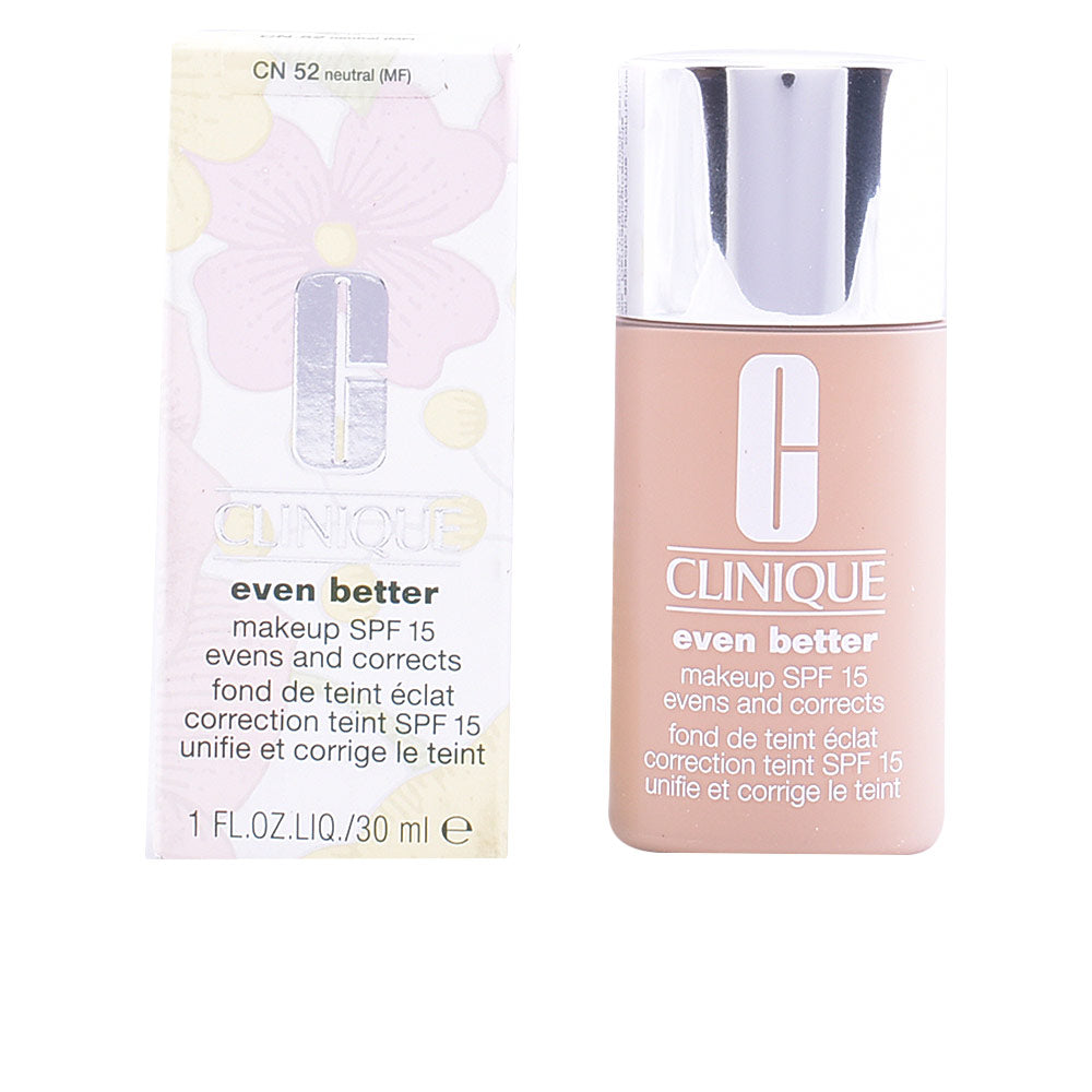 30 ml bottle of Even Better Fluid Foundation in neutral CN52 shade, pump dispenser
