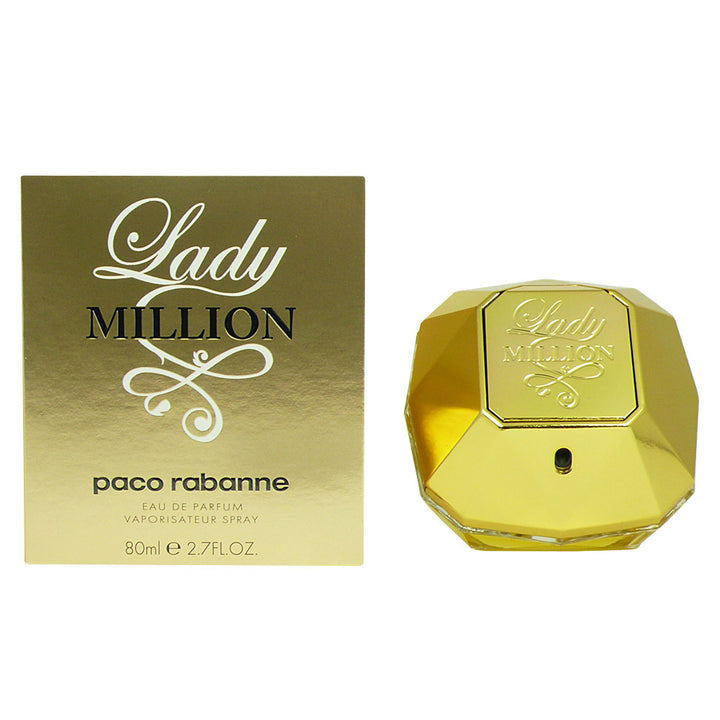 Faceted gold perfume bottle and packaging, 80 ml, floral-fruity Eau de Parfum for Women