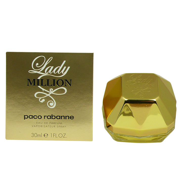 30 ml faceted gold perfume bottle; amber floral fragrance for Women
