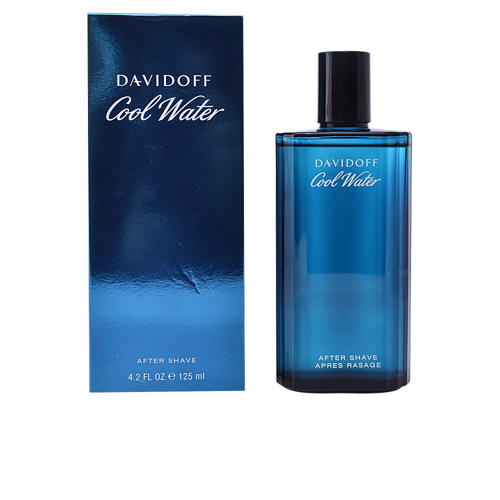 Bottle of Davidoff Cool Water aftershave with blue marine-inspired design