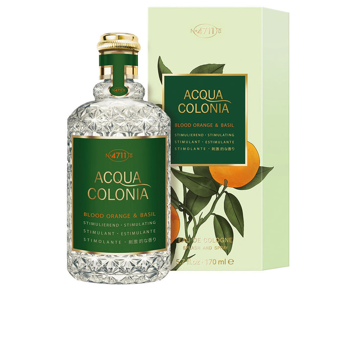 170 ml clear bottle of Blood Orange &amp; Basil Eau de Cologne, citrus and herb aroma