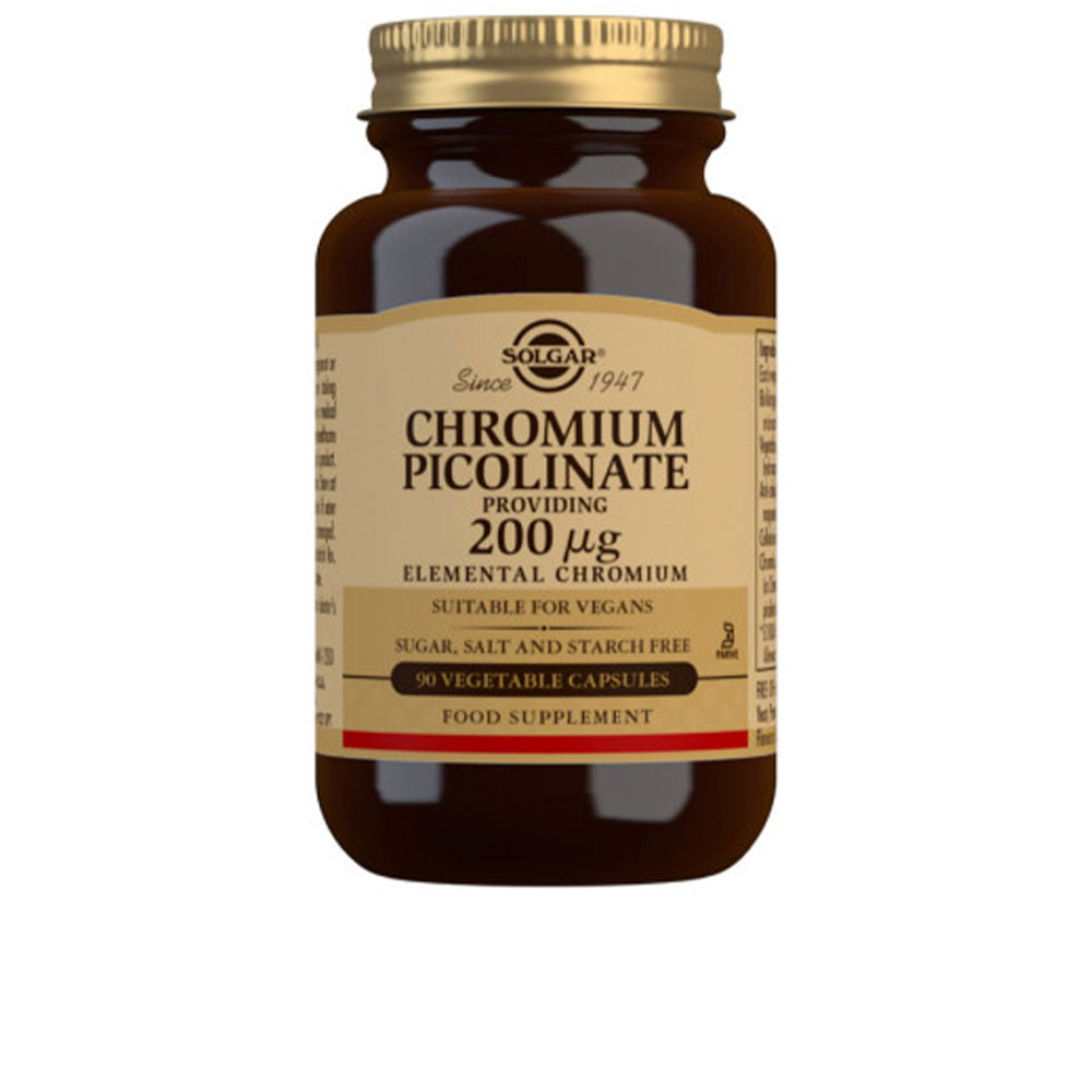 Bottle of Solgar Chromium Picolinate 200 mcg capsules for metabolic support