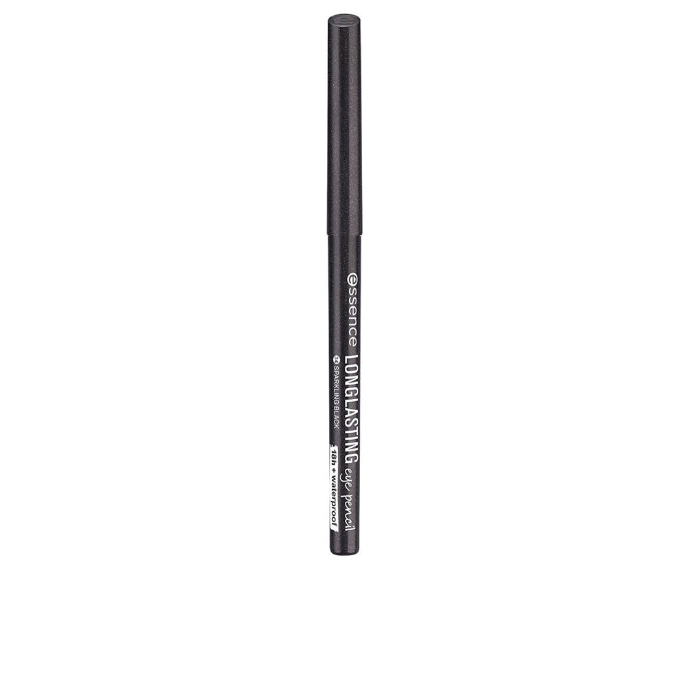 Essence Black retractable eye pencil with slim cylindrical shape, cap, and printed text, thoughtfully crafted for precision