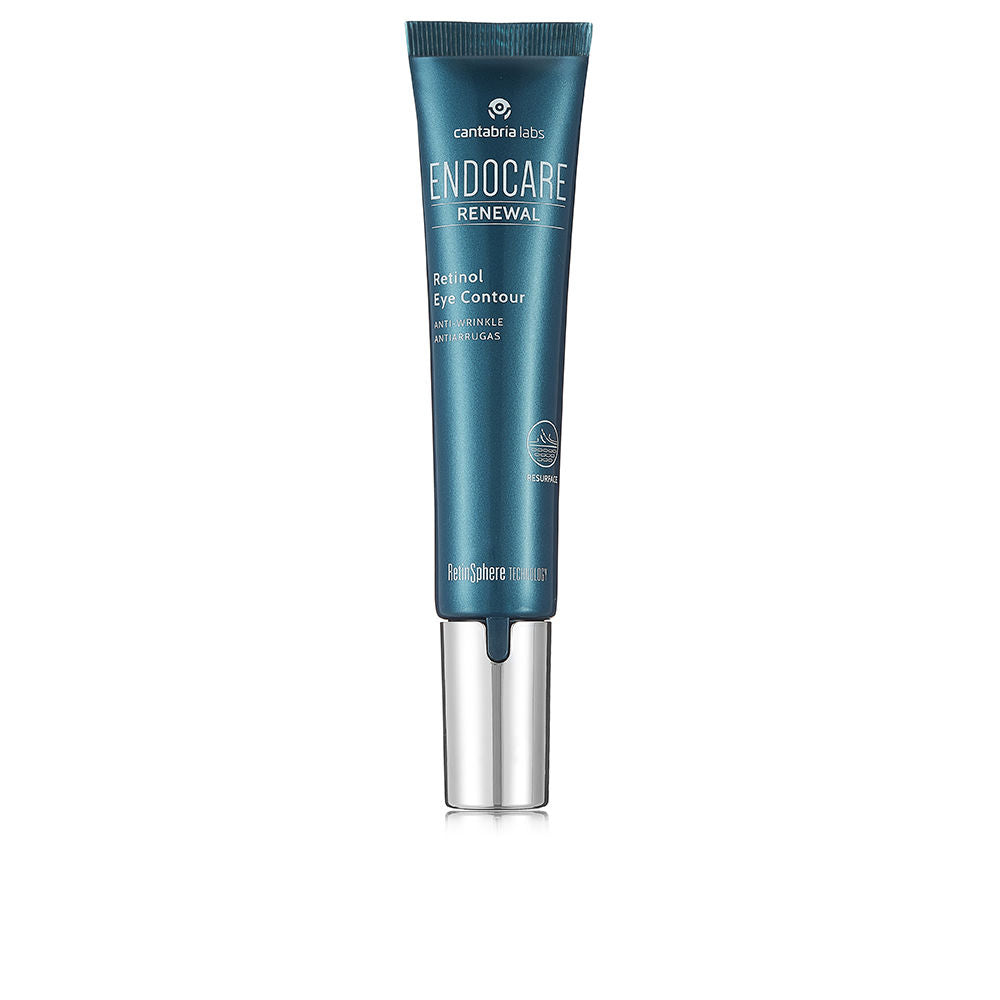 Endocare Slim metallic blue and silver plastic tube with screw cap for eye contour cream, modern sleek design