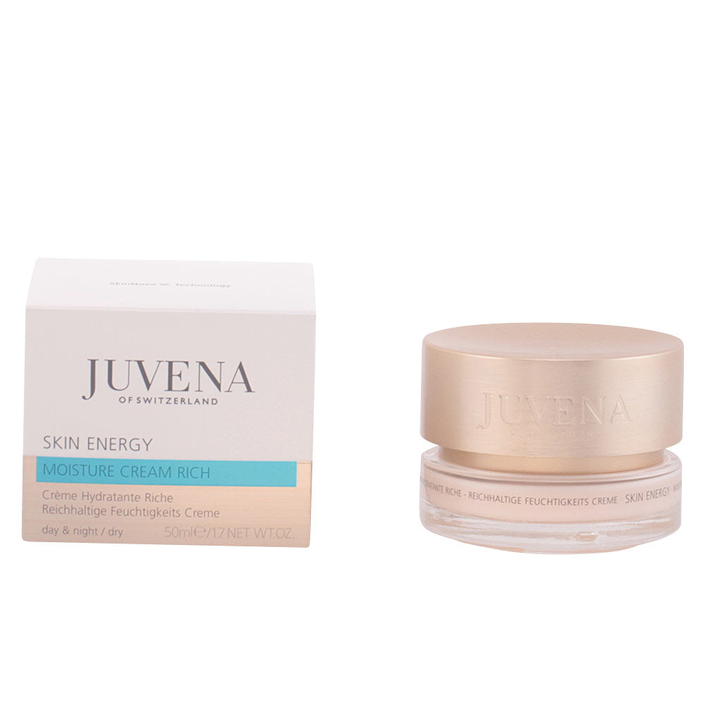 Jar of Juvena SKIN ENERGY Moisture Cream Rich for dry skin, elegant packaging