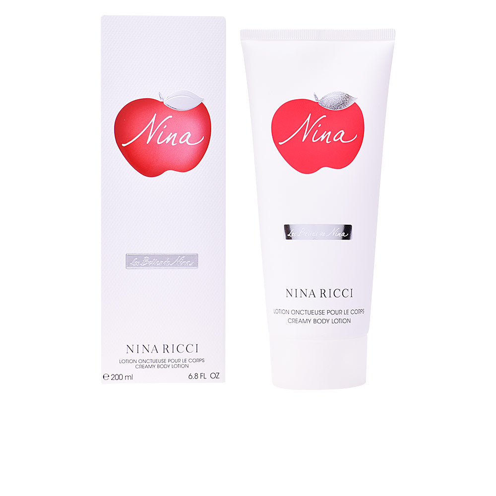 Bottle of Nina Ricci NINA Body Lotion, soft pink elegant packaging