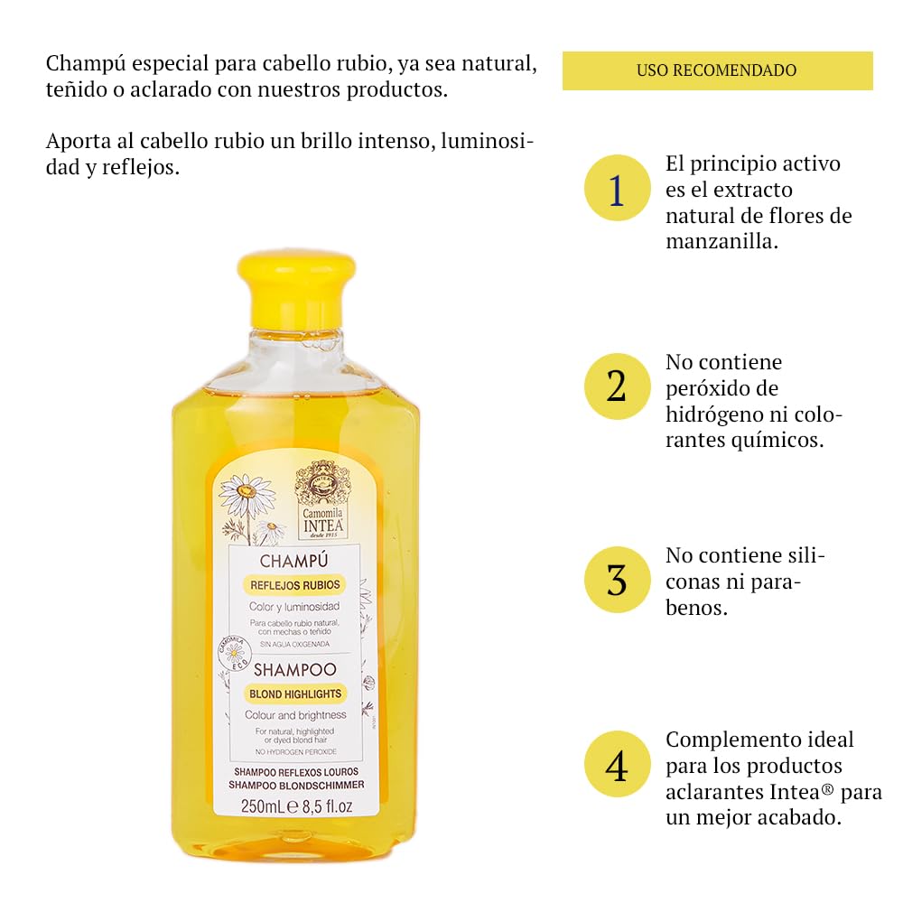 250 ml chamomile shampoo bottle for light and blonde hair, clean white label
