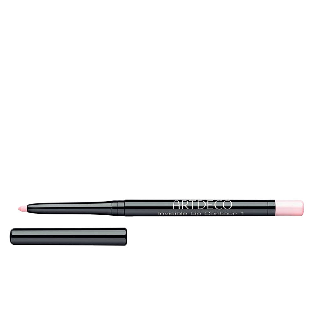 Artdeco Sleek, slim plastic lip contour pencil with black body, pink tip and end, twist-up mechanism, removable cap