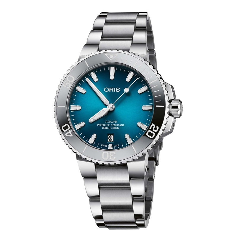 Oris Aquis Diver's Watch in Silver & Blue