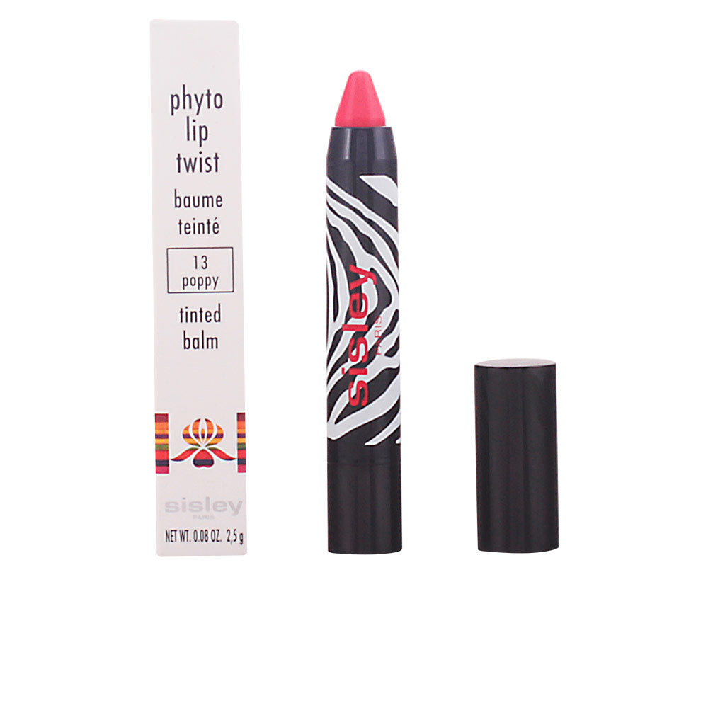 Twist-up tinted balm stick, poppy shade, glossy finish, 2.5 g