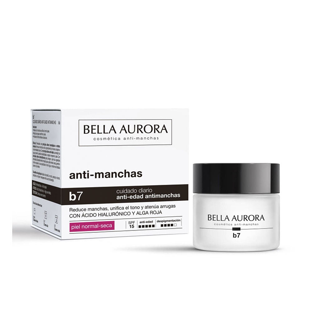 Jar of Bella Aurora B7 Brightening &amp; Regenerating Cream with SPF15 on neutral background