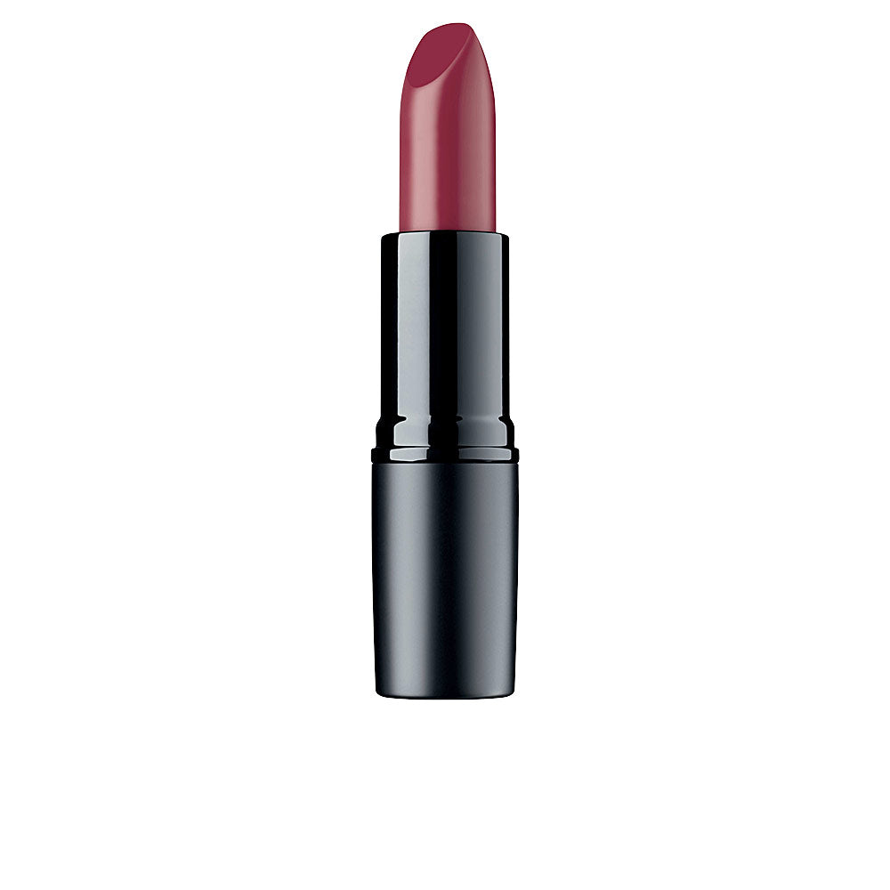 Matte lipstick in warm rose-red shade, cream finish, 4 g bullet
