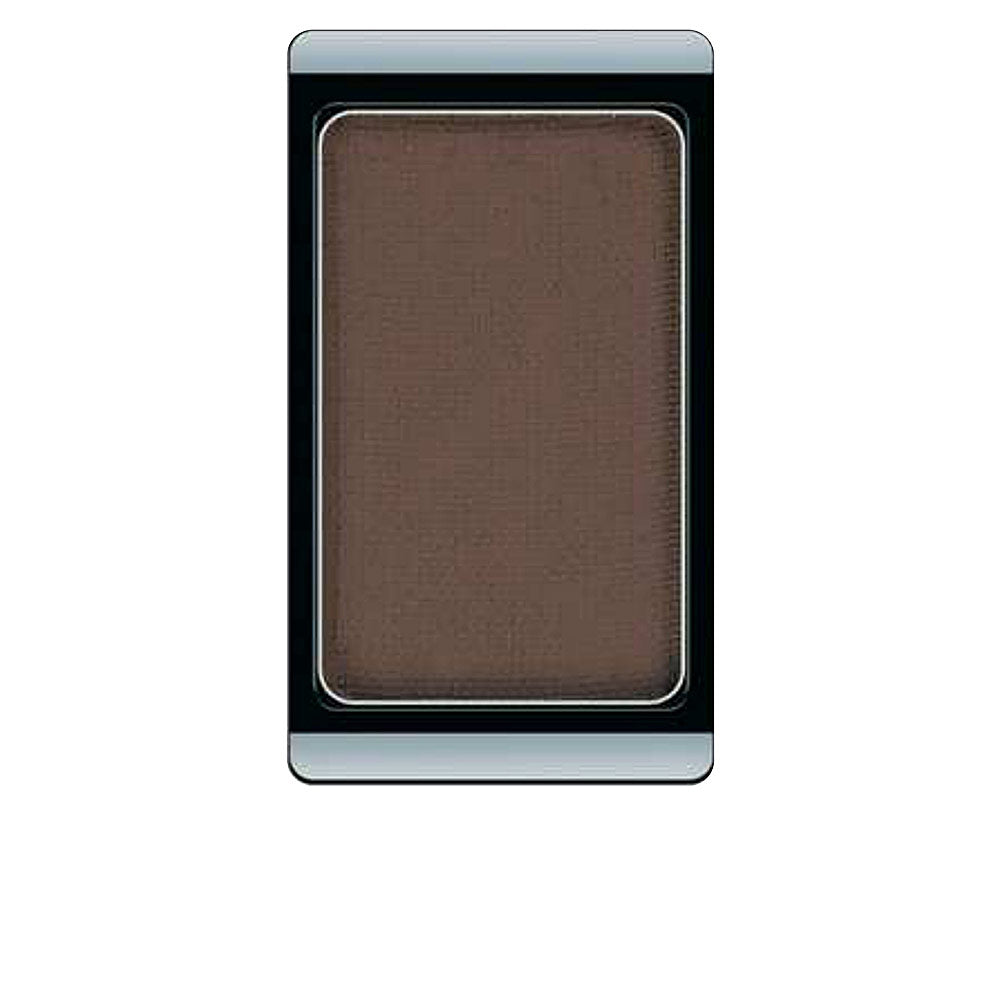 Small pan of matte dark grey mocha pressed eyeshadow, 0.8 g compact