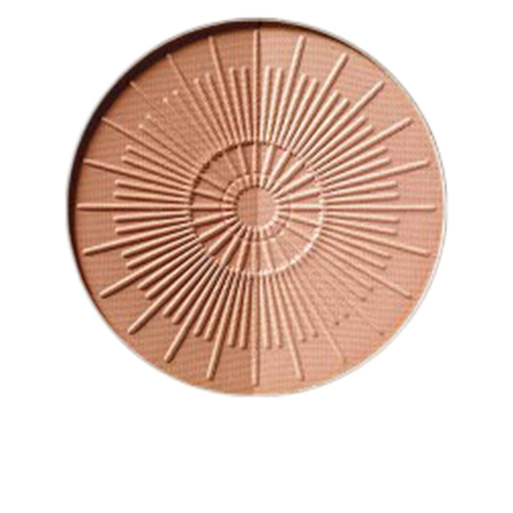 Compact pressed bronzer duo in refillable sun-embossed case, natural shade