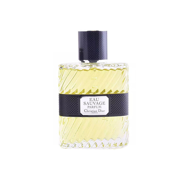 Glass perfume bottle, black-finished cap, 50 ml, citrus-woody fragrance for Man