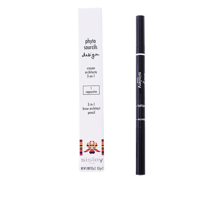 Triangular brow pencil with spoolie and sponge highlighter, cappuccino shade, 0.2 g