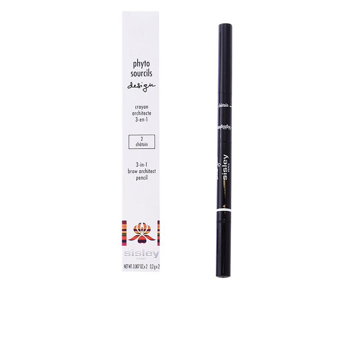 Three-in-one triangular brow pencil with spoolie and under-arch highlighter, shade châtain