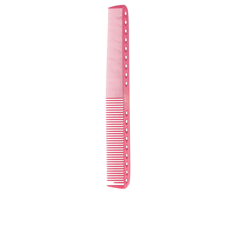 Slim pink dual-tooth styling comb, 215 mm, wide and fine teeth, resin