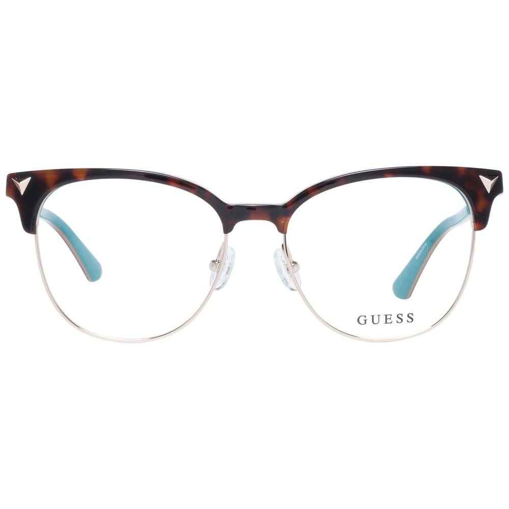 Tortoise shell cat-eye eyeglasses for Women with turquoise and gold triangular corner accents