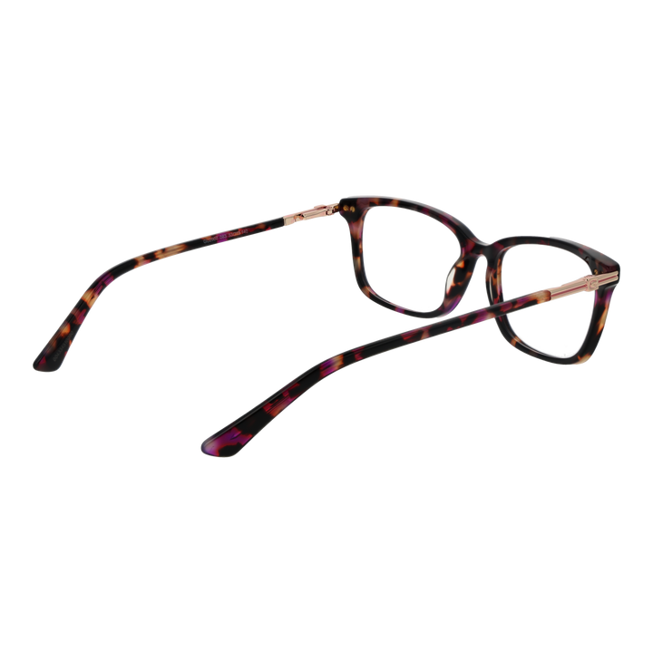 Tortoise shell rectangular eyeglasses for Women, brown black purple pattern, plastic frame, metal G hinge visible